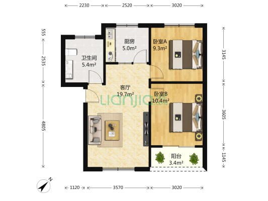 郫筒红瓦二期 2室1厅1卫 70平方