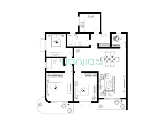 武泰公寓 3室2厅2卫 158平方
