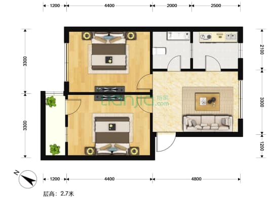 泾东一村(松江) 2室1厅1卫 75平方