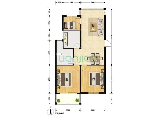 西部花苑（一期、三期） 3室2厅1卫 102平方