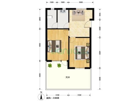 凌桥二村 2室1厅1卫 66平方