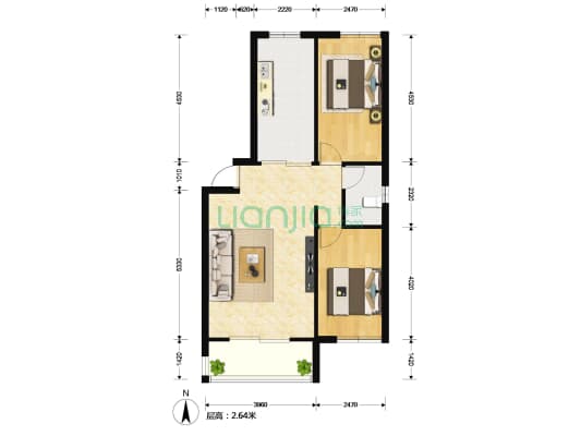 欣春苑 2室2厅1卫 95平方