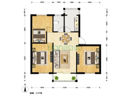 通乐小区 3室2厅1卫 98平方
