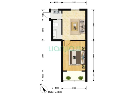 小囡桥小区 1室1厅1卫 40平方