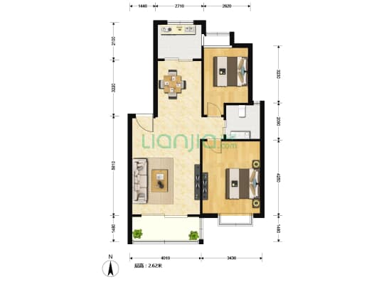 万科假日风景100弄 2室2厅1卫 91平方