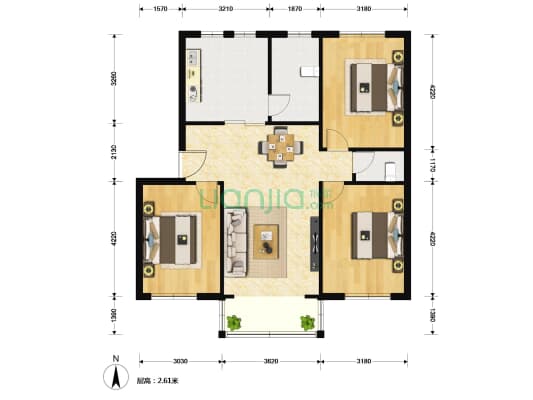 南姚小区 3室2厅2卫 121平方