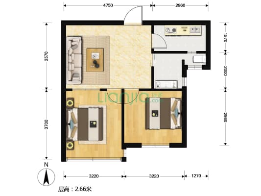 清风名苑 2室1厅1卫 64平方