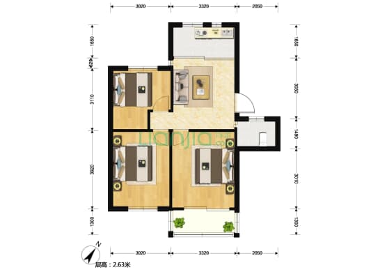 军工路600弄 3室1厅1卫 73平方