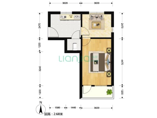 东海二村 1室1厅1卫 44平方